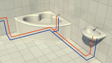 Schemat: Ułożenie rur w systemie trójnikowym