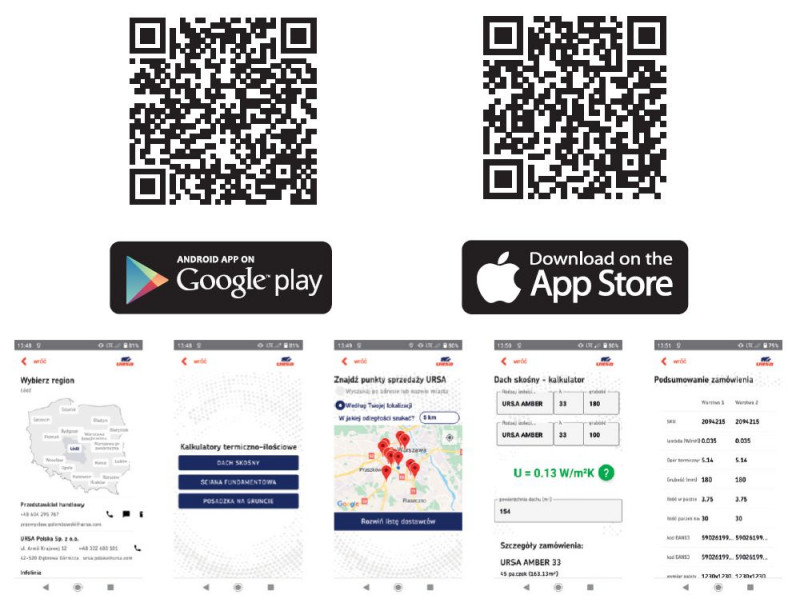 Aplikacja mobilna URSA PL do pobrania e sklepu APP Store lub Google Play