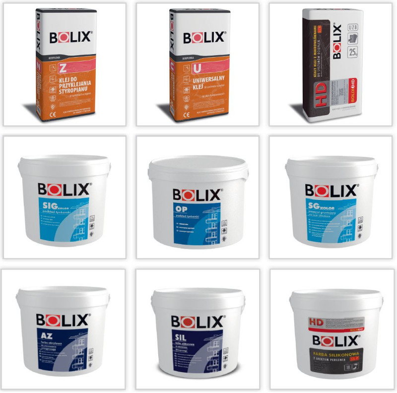 Produkty systemeowe, które wchodzą w skład systemów ociepleń BOLIX