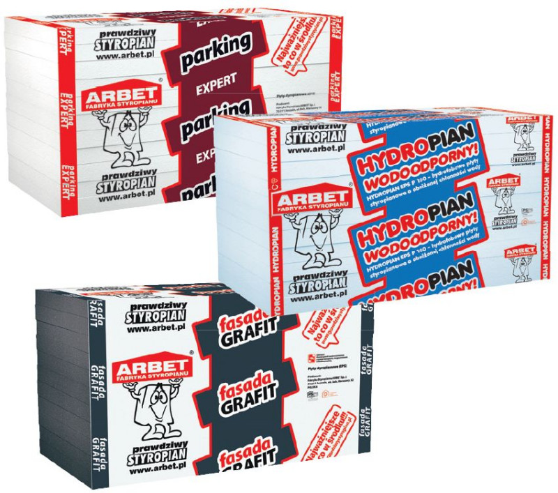 Styropian ARBET w domu rzeczywiście pasywnym: PARKING EXPERT, HYDROPIAN, Fasada GRAFIT