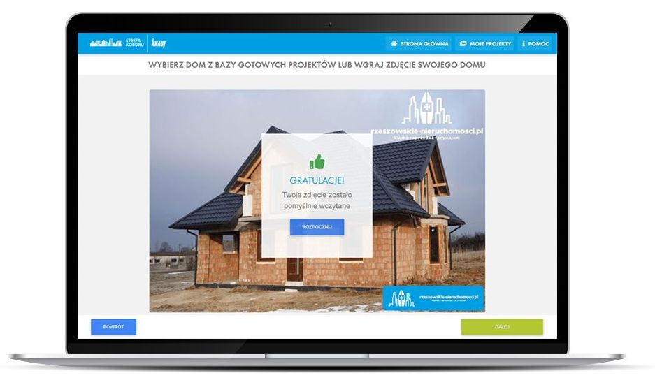 Wgraj zdjęcie Swojego domu i wybierz kolor elewacji