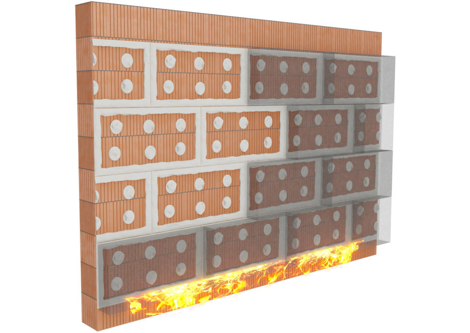Obwodowe pasy kleju zapobiegają rozprzestrzenianiu się ognia oraz ruchowi powietrza pomiędzy ociepleniem i murem