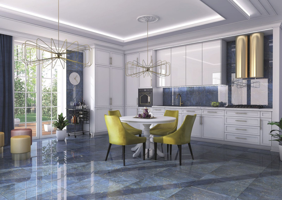 Podłoga w kuchni: płytki imitujące kamień