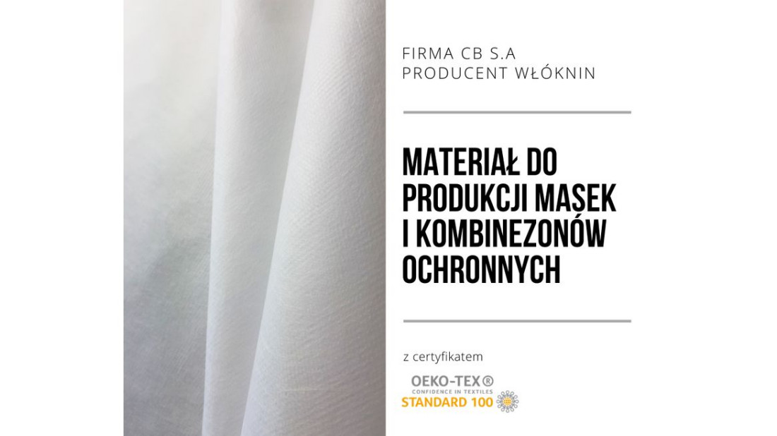 Firma CB S.A. oferuje materiał do produkcji maseczek ochronnych 