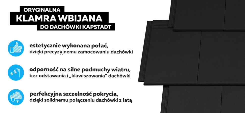 Klamra wbijana do dachówki KAPSTADT - cechy charakterystyczne