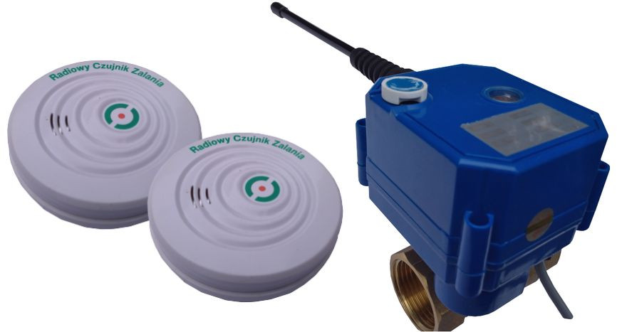 Elementy bezprzewodowego systemu antyzalaniowego: Radiowy Czujnik Zalania, Radiowy Zawór 1”