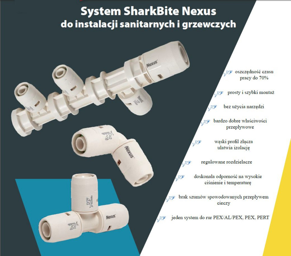 SharkBite NEXUS - kompletny system złączy, rur i zaworów do stworzenia rozbudowanej instalacji centralnego ogrzewania i wody użytkowej