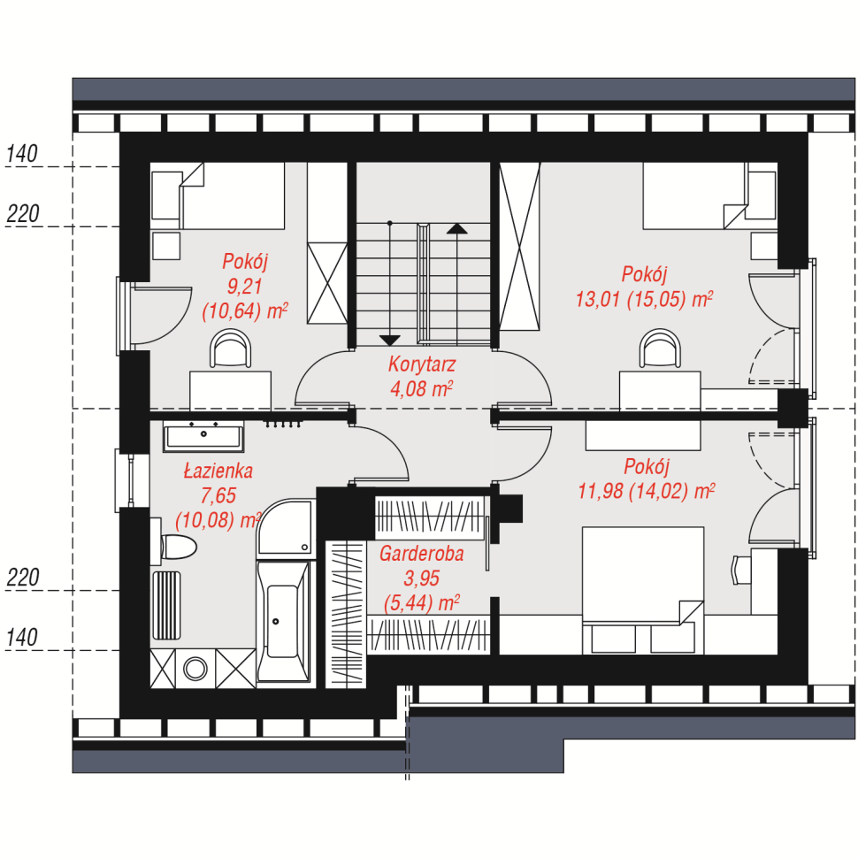 Rzut poddasza małego domu