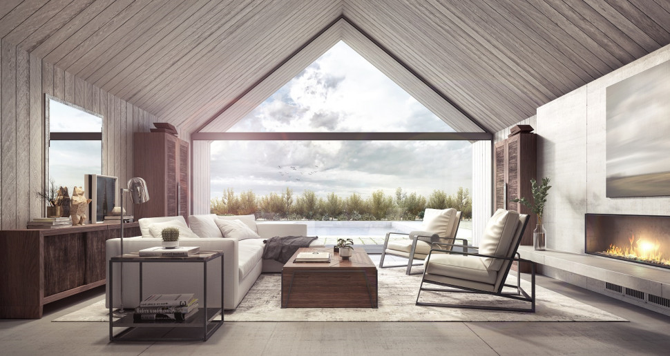 Tafle szkła doświetlają wnętrze i tworzą nowoczesną przestrzeń