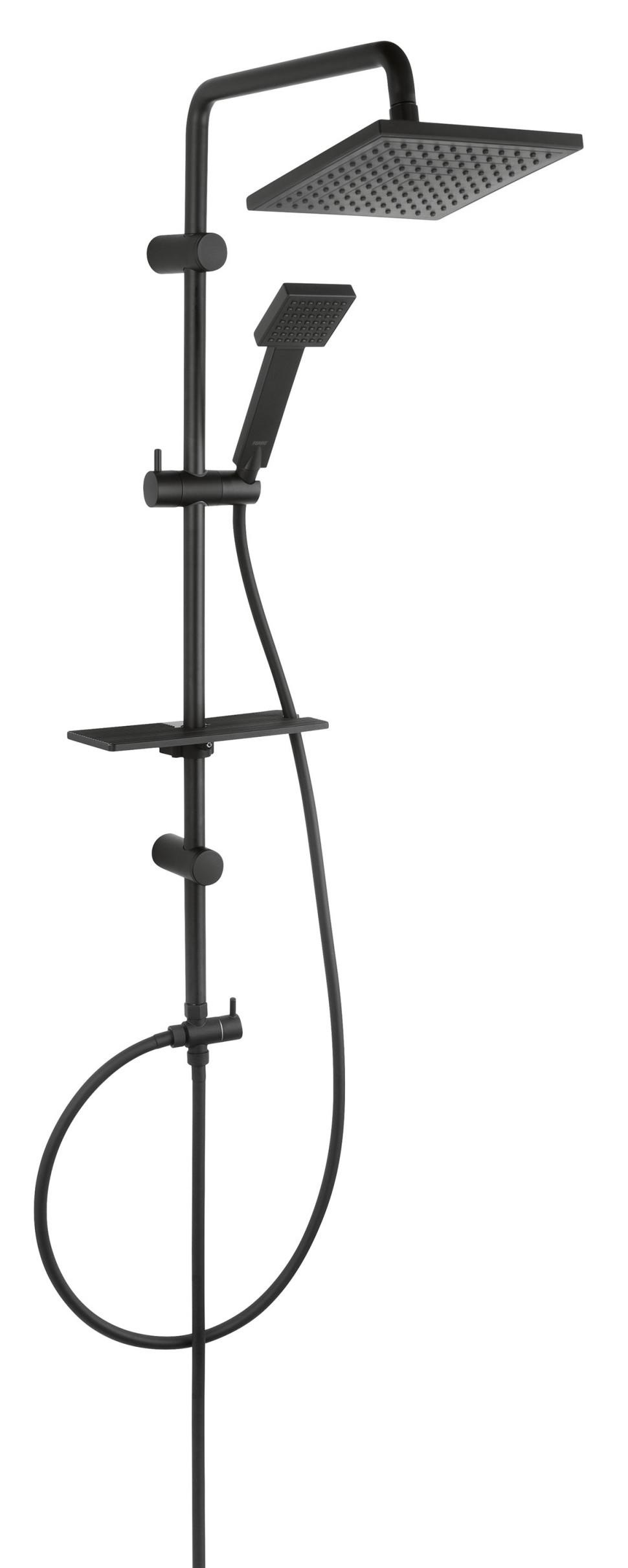 Zestaw natryskowy przesuwny z deszczownią Squerto Lux Black.