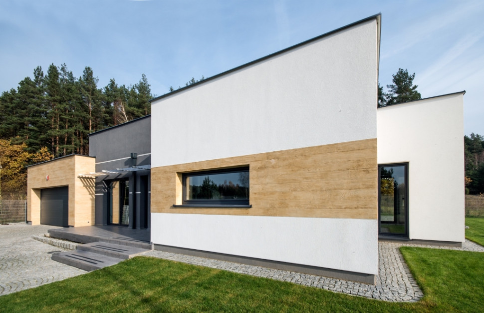 Dom jednorodzinny z elewacją w kolorach Baumit Lasur