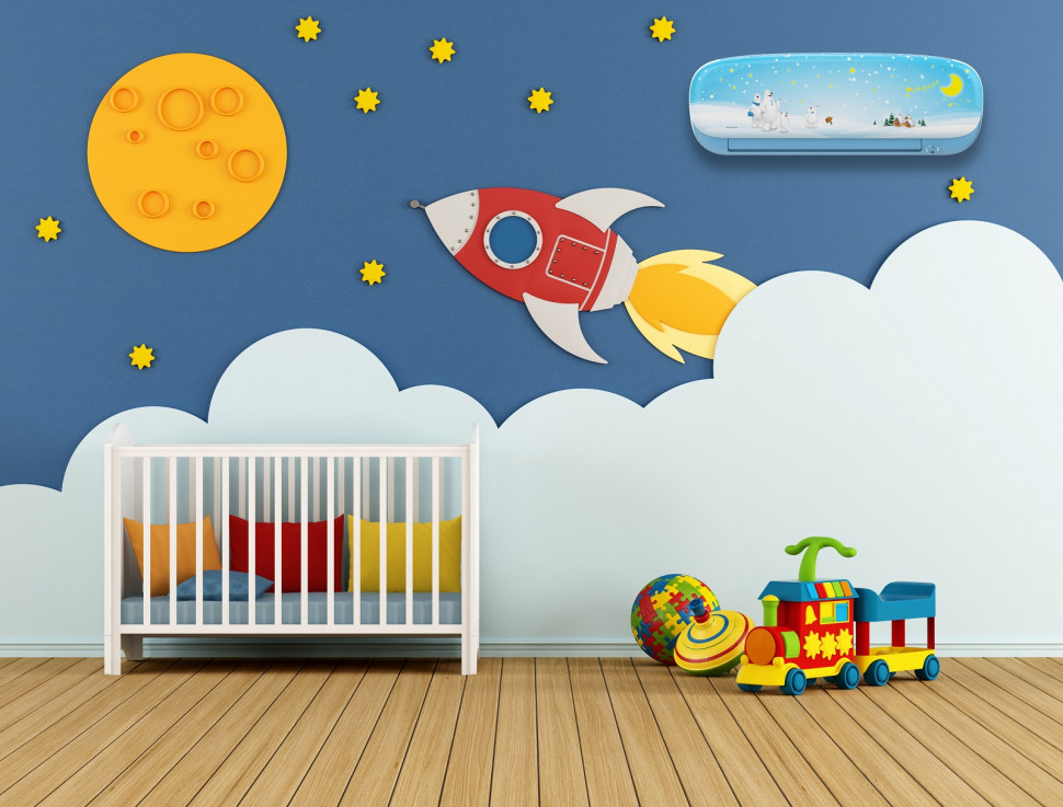 Klimatyzator o nowoczesnym designie w pokoju dziecka