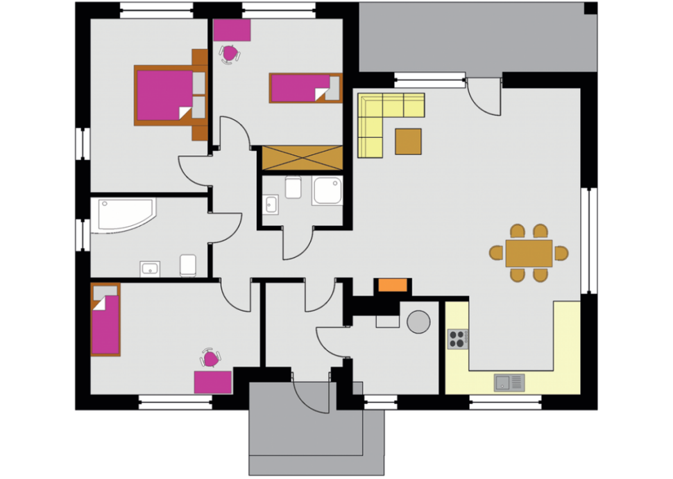 Parterowy dom z pompą ciepła - rzut parteru