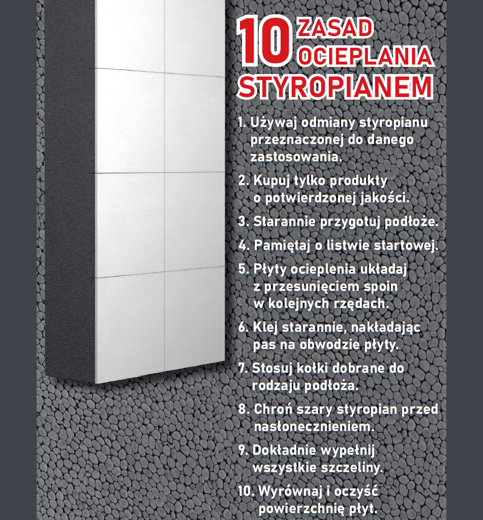 Infografika: 10 zasad ocieplania styropianem