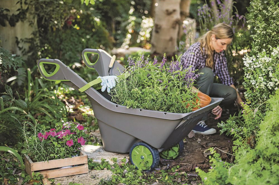 Plastikowa taczka z dwoma kółkami