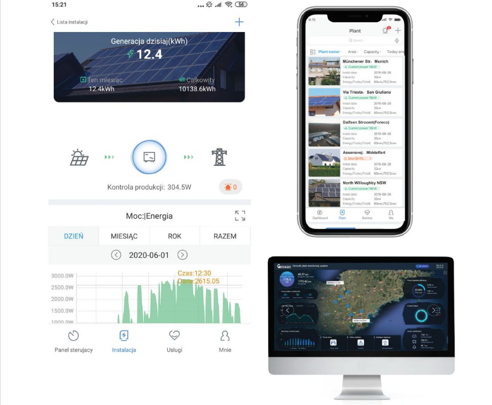 Aplikacja do nadzoru pracy falownika Growatt ShinePhone