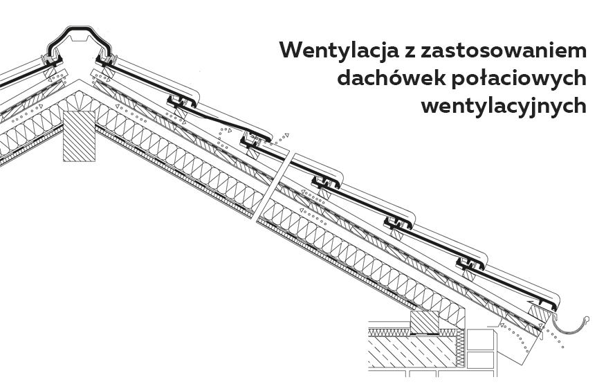 Wentylacja z zastosowaniem dachówek połaciowych wentylacyjnych - schemat