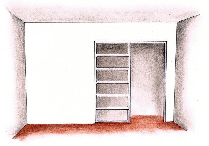 Drzwi przesuwne chowane w kasecie - rysunek