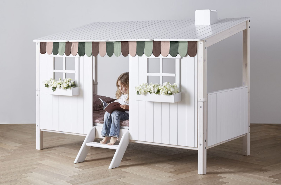 Łóżko Classic, wykonane z bielonego drewna sosnowego, pokrytego bezbarwnym lakierem