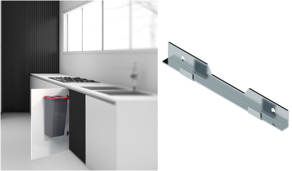 Uchwyt mocujący kosz na śmieci do drzwiczek