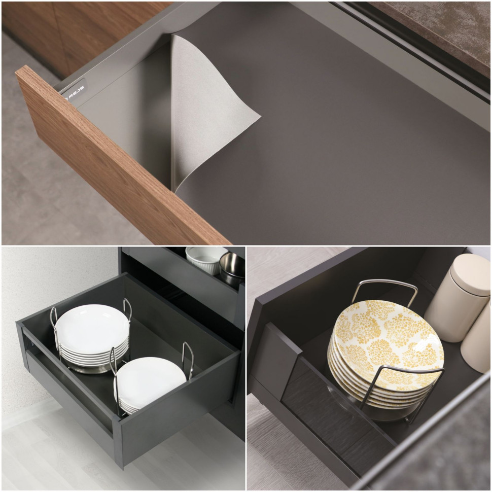 Uchwyty na talerze i mata do szuflady