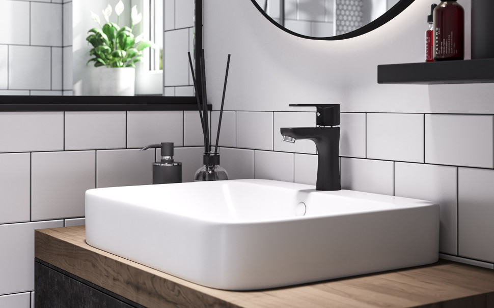 Bateria umywalkowa stojąca Algeo Black 