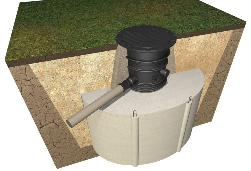 Żelbetowy monolityczny zbiornik na deszczówkę z systemem wstępnej filtracji