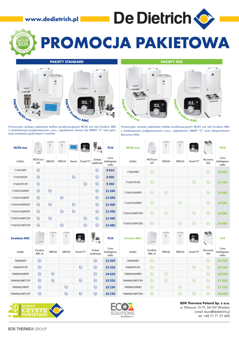 Promocja pakietowa kotłów De Dietrich - ulotka 1