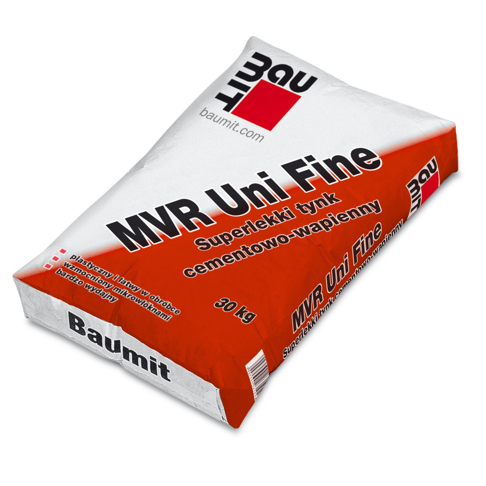 Superlekki tynk cementowo-wapienny Baumit MVR Uni Fine | Fot. Baumit
