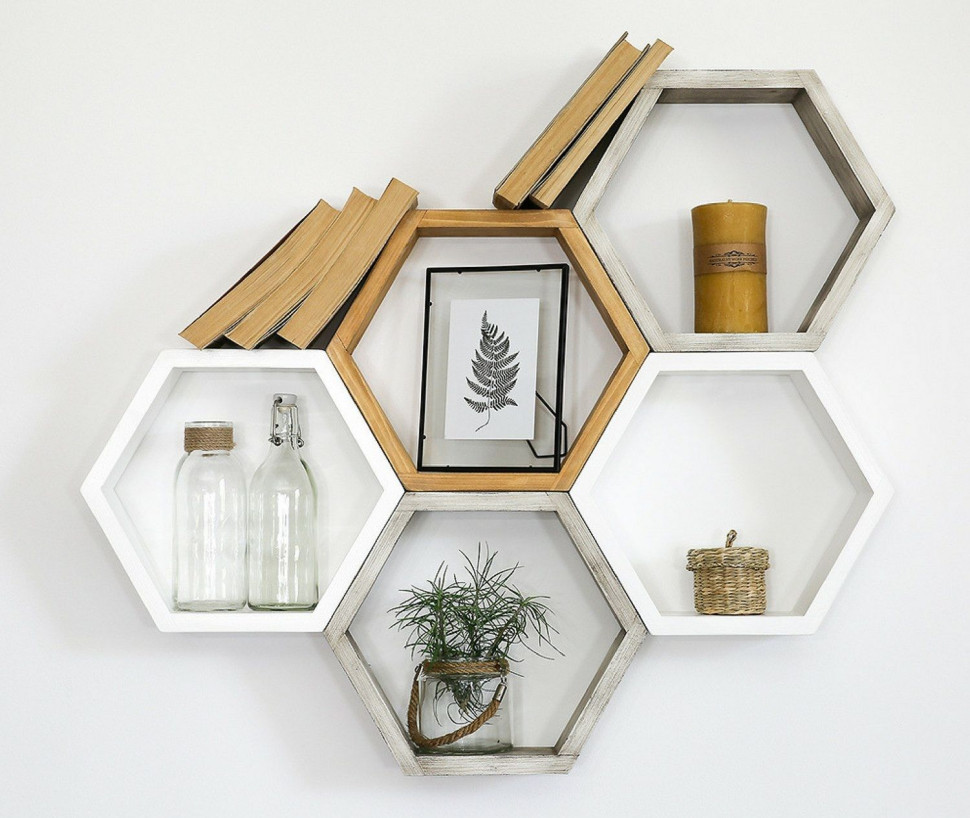 Półka modułowa COS 18/5 składająca się z pięciu heksagonów