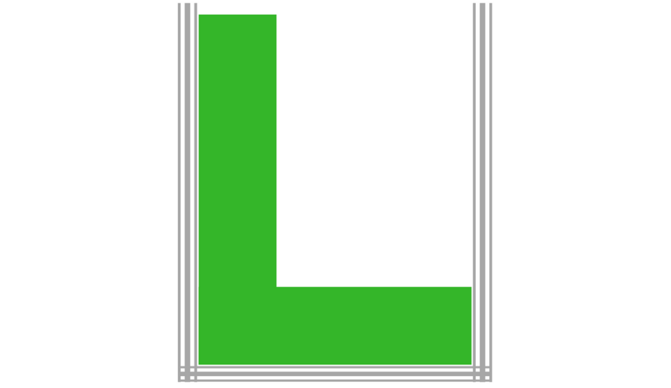 Zabudowa kuchenna w kształcie litery L - rysunek pomocniczy