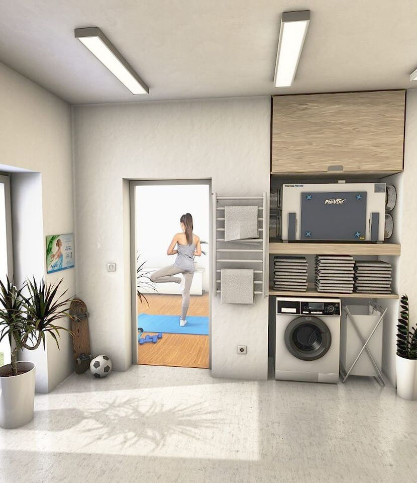 Rekuperator PRO-VENT MISTRAL SMART w pomieszczeniu technicznym