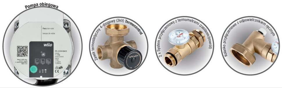 Elementy składowe grupy pompowo-mieszającej PROFF PLUS