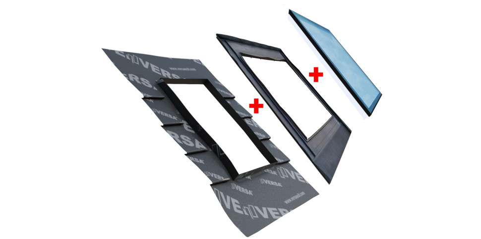 Widok okna dachowego OKPOL z kołnierzem i membraną dachową