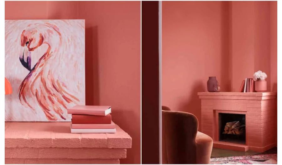 soczysty koral K319 Flamingo z palety kolorów farb Tikkurila