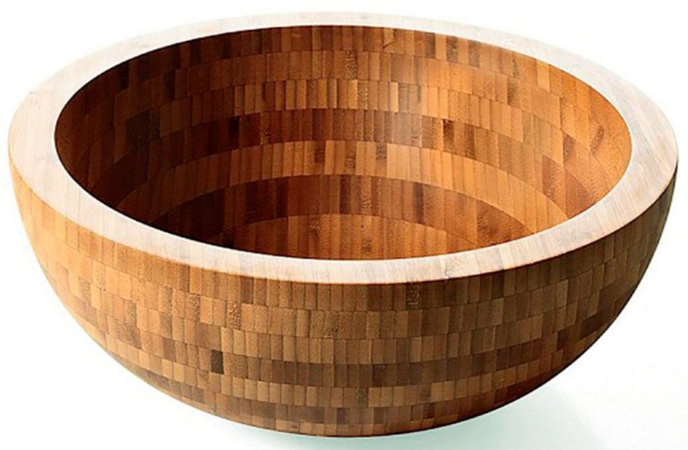 Owalna nablatowa umywalka Asquaio marki LineaBeta z bambusu; 41 x 50 cm