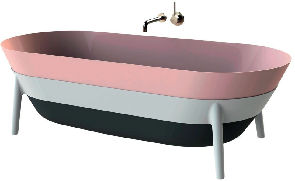 Wanna Tricolore ze stali ozdobionej barwną emalią w kilku odcieniach