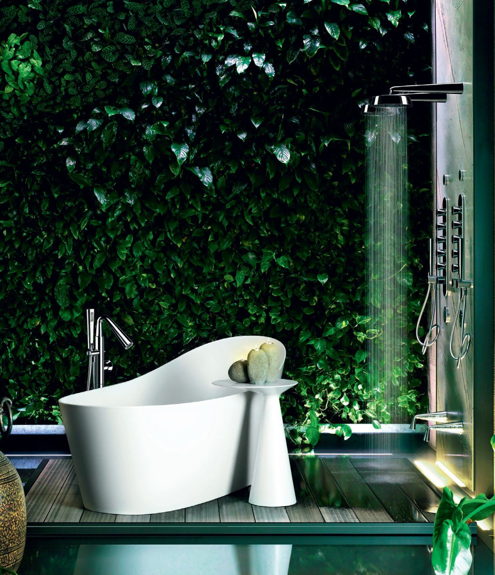 Wanna Cono o organicznym kształcie, uformowana z kompozytowego tworzywa Cristalplant®; pojemność 303 l