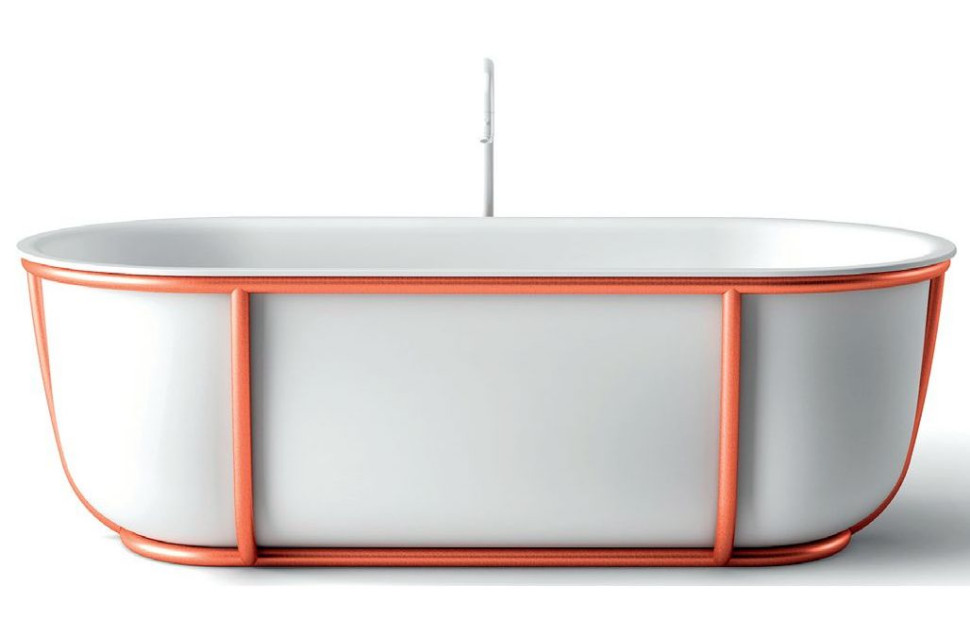 Wanna Cuna w stylu retro z tworzywa solid surface w oplocie stalowych rur