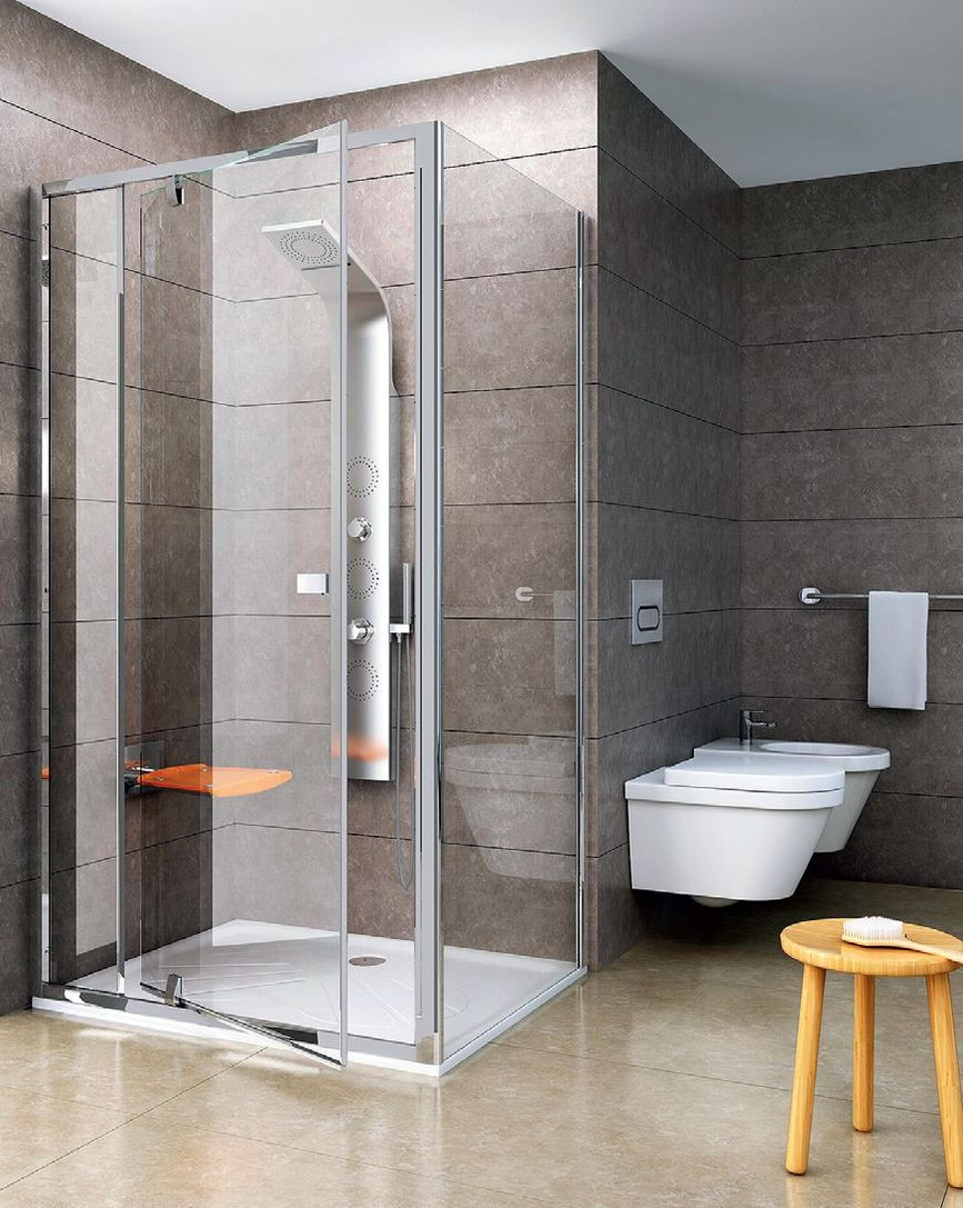 Kabina Pivot PDOP1/PDOP2 + PPS, składająca się ze ścianki stałej, drzwi wahadłowych i ścianki bocznej