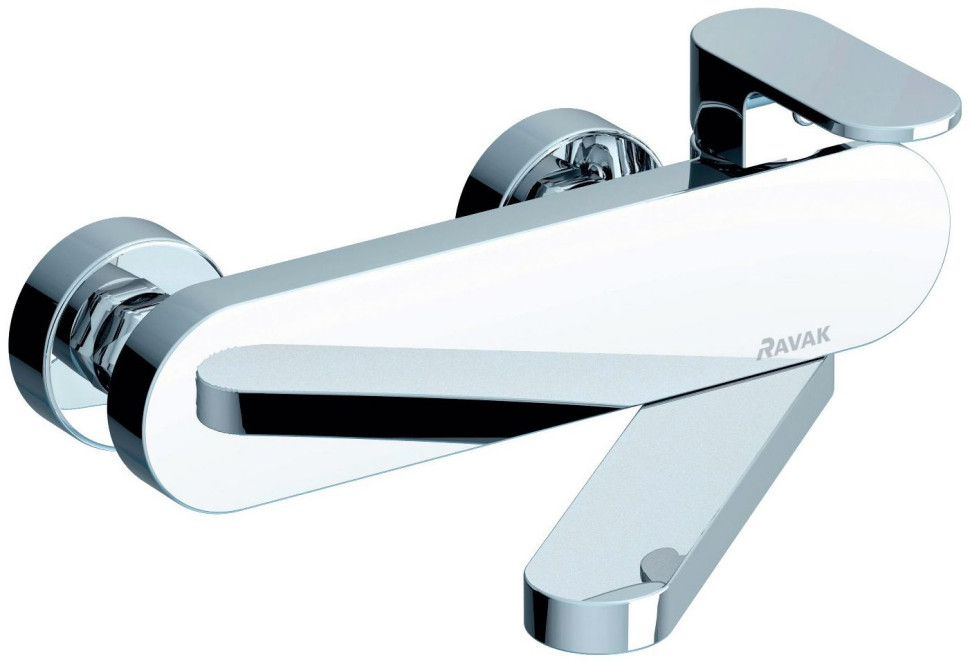 Naścienna bateria wannowa CR 022 z płaską wysuwaną wylewką (kąt wychylenia 90°)