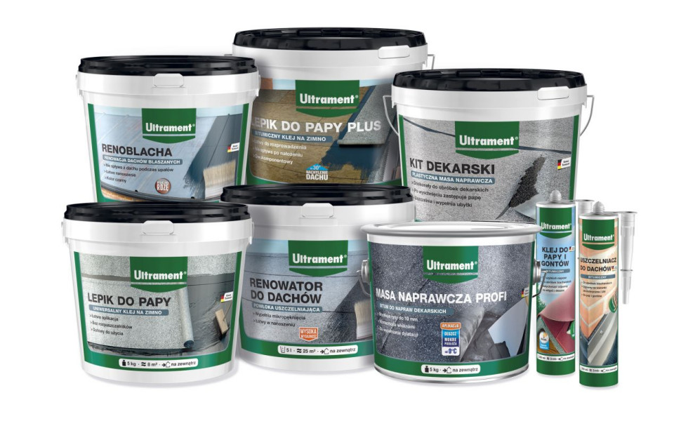 Produkty Ultrament do naprawy i renowacji pokryć dachowych z papy