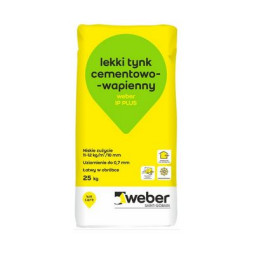 Lekki tynk cementowo-wapienny na zewnątrz i do wewnątrz weber IP PLUS