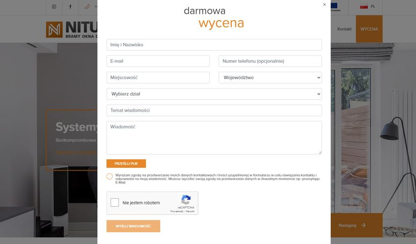 Proste i intuicyjne menu nowes strony internetowej Nitus