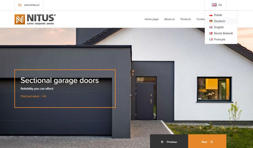 Strona internetowa Nitus w 5 językach
