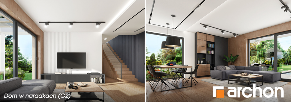 Dom w naradkach (G2) - wizualizacja salonu