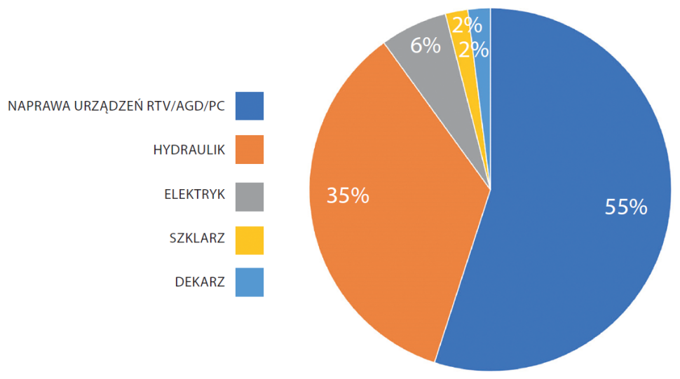 Wykres: Wykorzystanie assistance domowego - podstawowe usługi