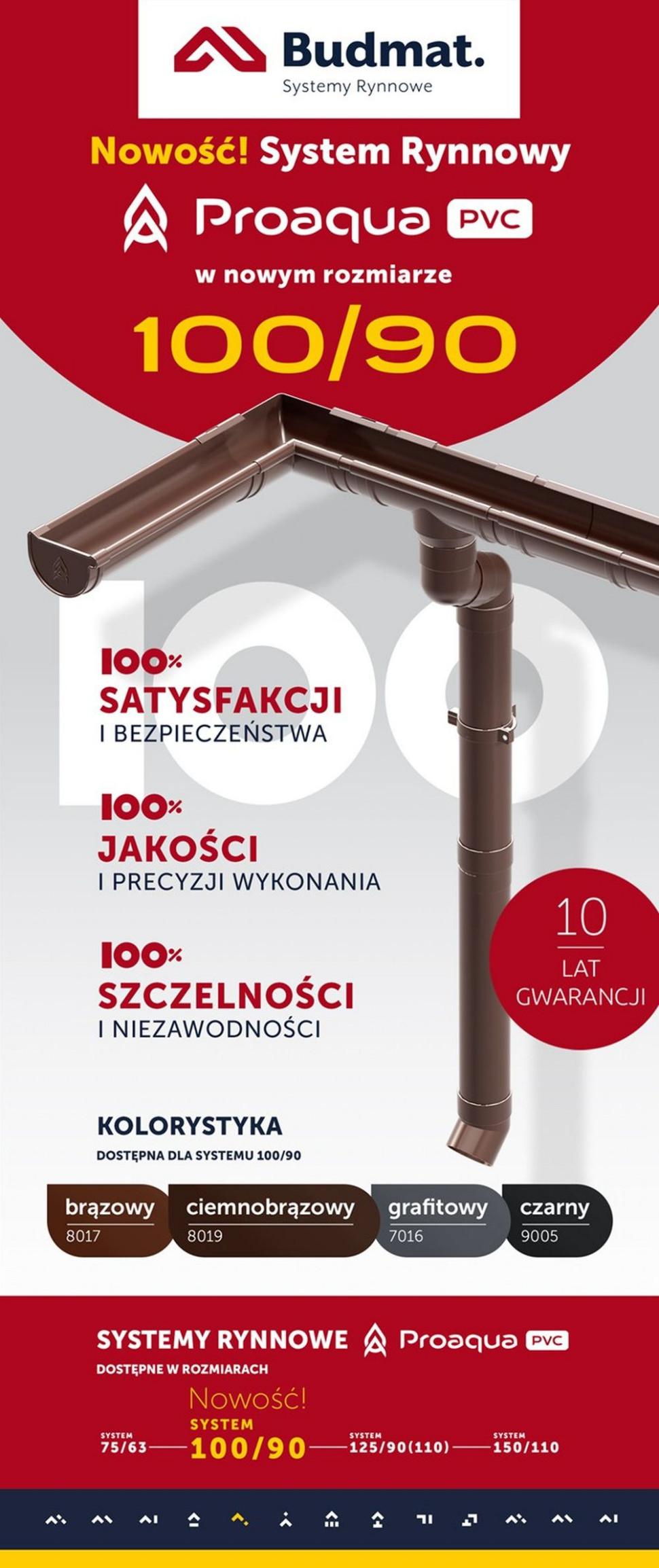 System Rynnowy PVC Proaqua w rozmiarze 100/90