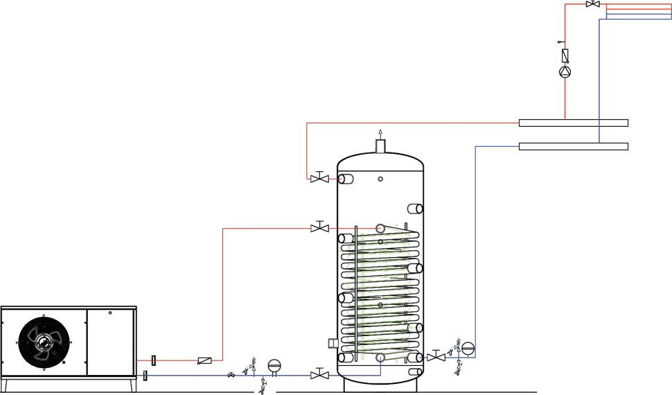 Rys. 2 - Zastosowanie wymiennika pośredniczącego w postaci zbiornika buforowego