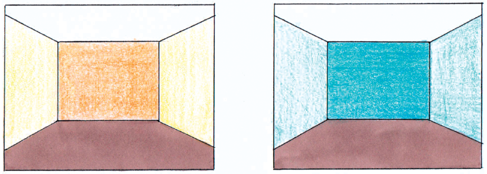 Wnętrze w gamie ciepłej i zimnej - wizualizacja